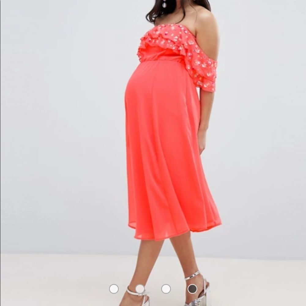 Maternity MIDI Dress Papaya Pink